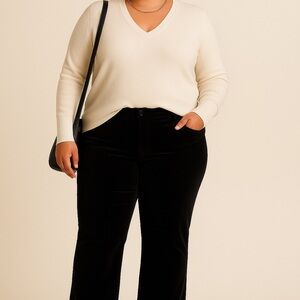 Ralph Lauren Womens Velvet Straight Leg Trousers Black 18W 98% Cotton Lagenlook